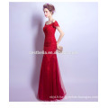 Elegant Ladies Beautiful Cap Sleeve Rouge Robe de soirée sirène Sexy Long Robe de soirée rouge Bodycon Celebrity Party Dress